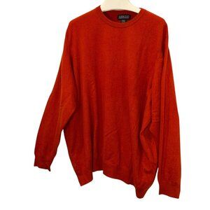 Lands' End LUXE 100% CASHMERE pumpkin spice orange crew neck sweater PLUS 2X